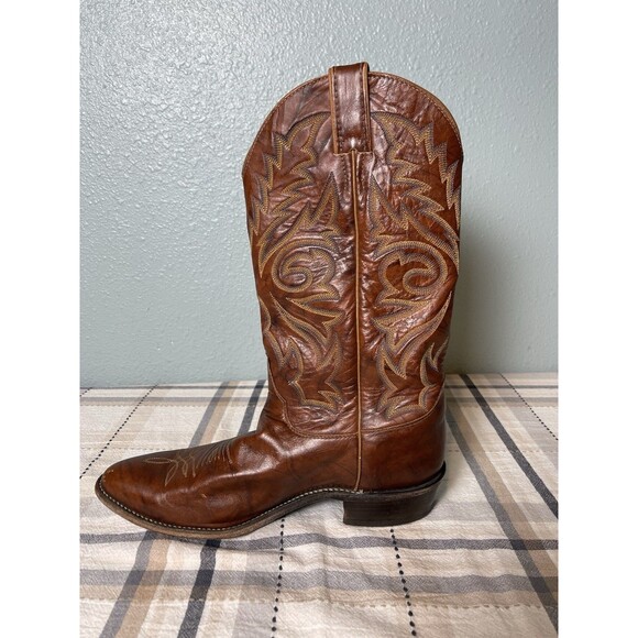 Justin Western Boots Chestnut Deerlite Leather  Marbled Brown 1560 Men’s 9.5 EE